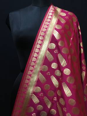 Magenta woven katan Silk dupattas 2