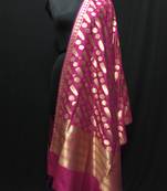 Magenta woven katan Silk dupattas