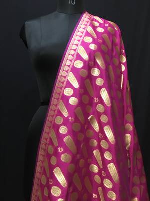 Magenta woven katan Silk dupattas 2
