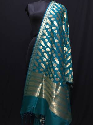 Turquise woven katan Silk dupattas 1