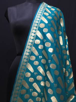 Turquise woven katan Silk dupattas 2