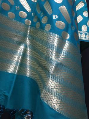 Turquise woven katan Silk dupattas 3