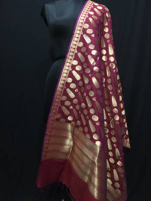 Brown woven katan Silk dupattas 1