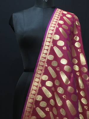 Brown woven katan Silk dupattas 2
