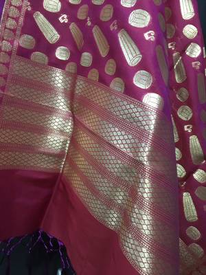 Brown woven katan Silk dupattas 3