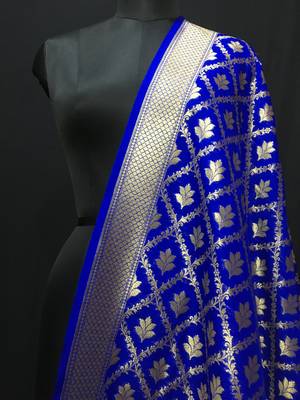 Blue woven katan Silk dupattas 2