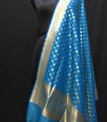 Blue woven katan Silk dupattas