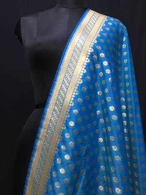 Blue woven katan Silk dupattas 2