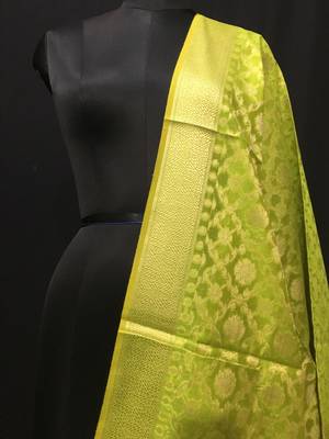 Green woven katan Silk dupattas 2