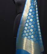 Blue woven katan Silk dupattas