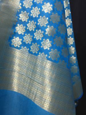 Blue woven katan Silk dupattas 3