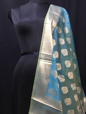 Blue woven Cotton Silk dupattas 2