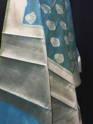 Blue woven Cotton Silk dupattas 3