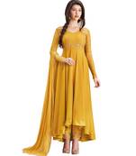 Yellow Embroidered Faux Georgette Salwar With Dupatta