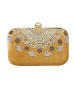 MaFs Women's Sequence Box Clutch for Wedding and Parties, Gold