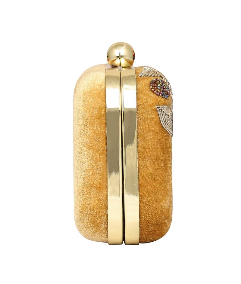 MaFs Women's Sequence Box Clutch for Wedding and Parties, Gold