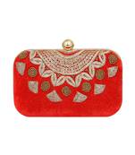 MaFs Women's Sequence Box Clutch for Wedding and Parties, Red