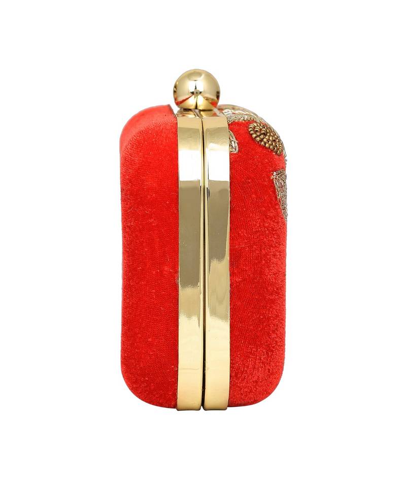 MaFs Women's Sequence Box Clutch for Wedding and Parties, Red