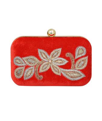 MaFs Women's Sequence Box Clutch for Wedding and Parties, Red Velvet 1