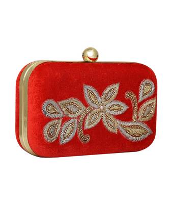 MaFs Women's Sequence Box Clutch for Wedding and Parties, Red Velvet 3