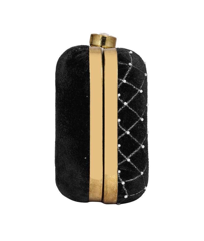 MaFs Women's Sequence Box Clutch for Wedding and Parties, Black