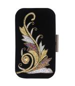 MaFs Women's Hand Embroidered/Zari Zardozi work Box Clutch Bag For Bridal, Casual, Party, Wedding || Black