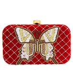 MaFs Women's Hand Embroidered/Zari Zardozi work Box Clutch Bag For Bridal, Casual, Party, Wedding || Red