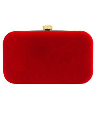 MaFs Women's Hand Embroidered/Zari Zardozi work Box Clutch Bag For Bridal, Casual, Party, Wedding || Red 2
