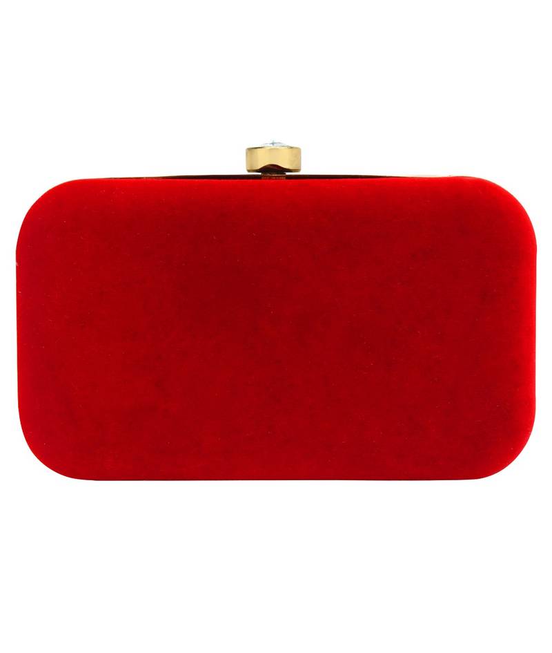 MaFs Women's Hand Embroidered/Zari Zardozi work Box Clutch Bag For Bridal, Casual, Party, Wedding || Red