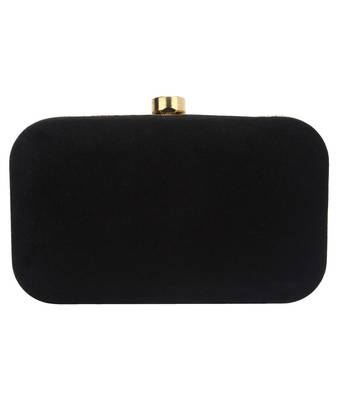MaFs Women's Hand Embroidered/Zari Zardozi work Box Clutch Bag For Bridal, Casual, Party, Wedding || Black 2