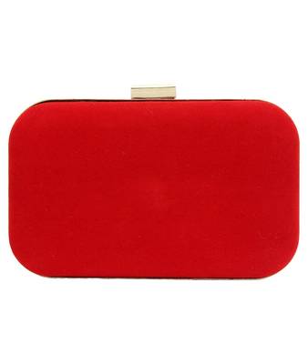 MaFs Women's Hand Embroidered/Zari Zardozi work Box Clutch Bag For Bridal, Casual, Party, Wedding || Red 2