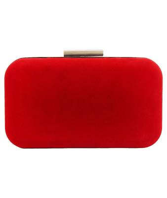 MaFs Women's Hand Embroidered/Zari Zardozi work Box Clutch Bag For Bridal, Casual, Party, Wedding || Red 2