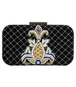MaFs Women's Hand Embroidered/Zari Zardozi work Box Clutch Bag For Bridal, Casual, Party, Wedding || Black