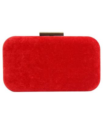 MaFs Women's Hand Embroidered/Zari Zardozi work Box Clutch Bag For Bridal, Casual, Party, Wedding || Red 2
