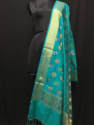 multicolor woven katan Silk dupattas 1