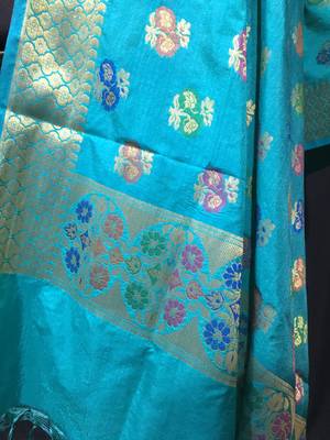 multicolor woven katan Silk dupattas 3