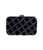 MaFs Women's Hand Embroidered/Zari Zardozi work Box Clutch Bag For Bridal, Casual, Party, Wedding || Black