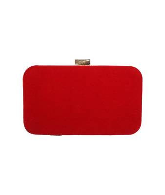 MaFs Women's Hand Embroidered/Zari Zardozi work Box Clutch Bag For Bridal, Casual, Party, Wedding || Red 2