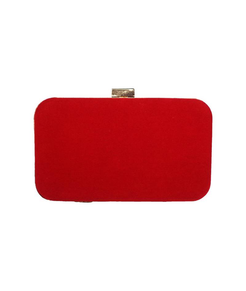 MaFs Women's Hand Embroidered/Zari Zardozi work Box Clutch Bag For Bridal, Casual, Party, Wedding || Red