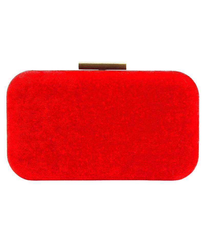 MaFs Women's Hand Embroidered/Zari Zardozi work Box Clutch Bag For Bridal, Casual, Party, Wedding || Red