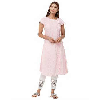 Pink printed rayon kurti 1