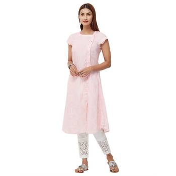 Pink printed rayon kurti 4