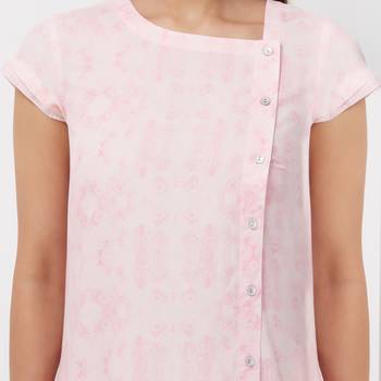 Pink printed rayon kurti 5