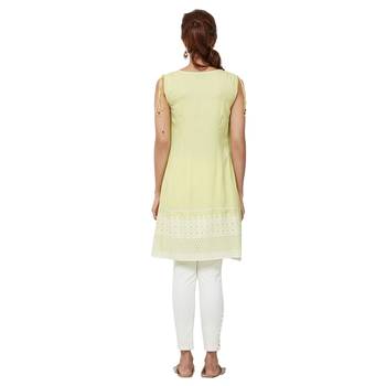Green embroidered rayon kurti 3