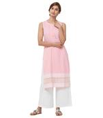 Pink embroidered cotton kurti