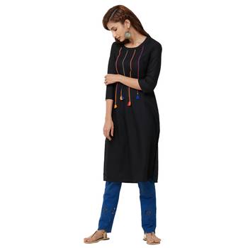 Black plain rayon kurti 1