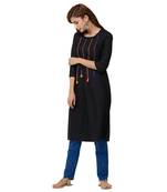 Black plain rayon kurti