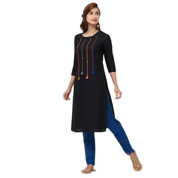 Black plain rayon kurti 2
