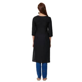 Black plain rayon kurti 3