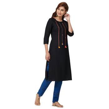 Black plain rayon kurti 4